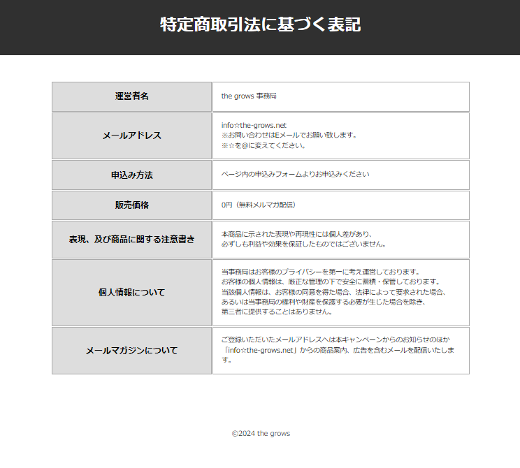 THE GROWS 自動資産形成システム 特商法